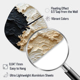 Abstract Cream And Black Liquid Paint - Asymmetric Metal Wall Clock