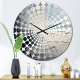 Abstract Cream And Black Liquid Paint II - Coastal Metal Wall Clock