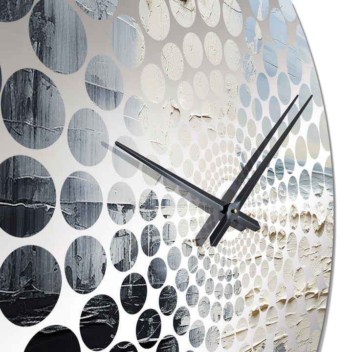 Abstract Cream And Black Liquid Paint II - Coastal Metal Wall Clock