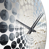 Abstract Cream And Black Liquid Paint II - Coastal Metal Wall Clock