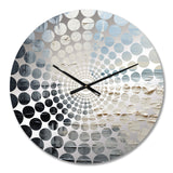 Abstract Cream And Black Liquid Paint II - Coastal Metal Wall Clock