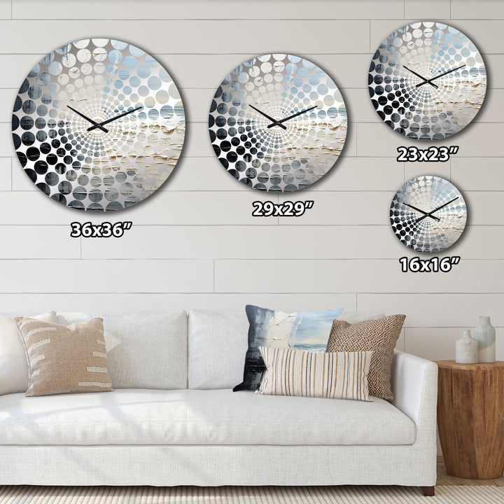 Abstract Cream And Black Liquid Paint II - Coastal Metal Wall Clock