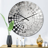 Abstract Cream And Black Liquid Paint I - Coastal Metal Wall Clock
