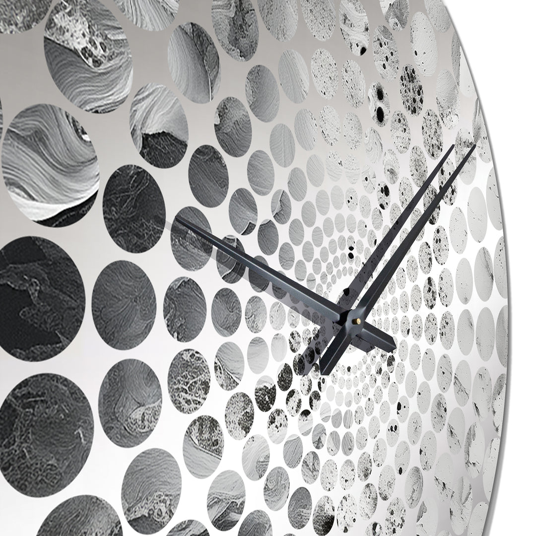 Abstract Cream And Black Liquid Paint I - Coastal Metal Wall Clock