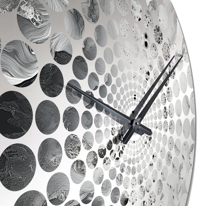 Abstract Cream And Black Liquid Paint I - Coastal Metal Wall Clock