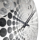 Abstract Cream And Black Liquid Paint I - Coastal Metal Wall Clock