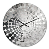 Abstract Cream And Black Liquid Paint I - Coastal Metal Wall Clock