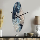 Under Water Blue And White Corals Collage - Asymmetric Metal Wall Clock