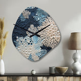Under Water Blue And White Corals Collage - Asymmetric Metal Wall Clock