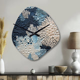 Under Water Blue And White Corals Collage - Asymmetric Metal Wall Clock
