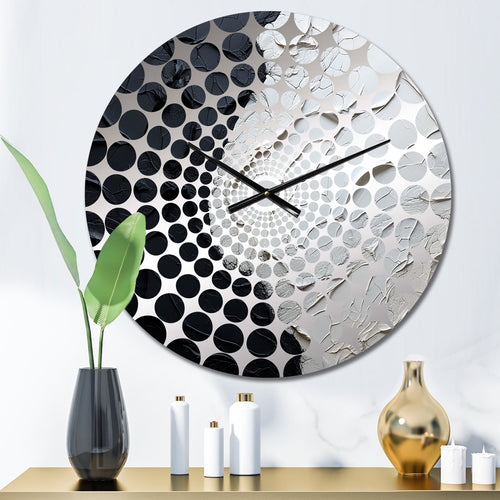 Minimalism Black And White Paint Corner - Coastal Metal Wall Clock