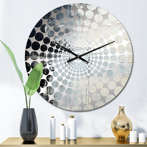 Minimalism Black And White Paint Corner II - Coastal Metal Wall Clock