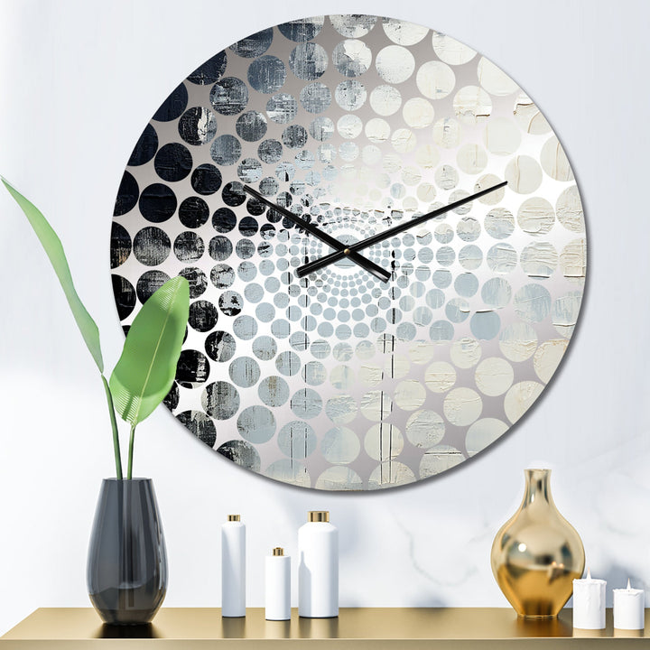Minimalism Black And White Paint Corner II - Coastal Metal Wall Clock