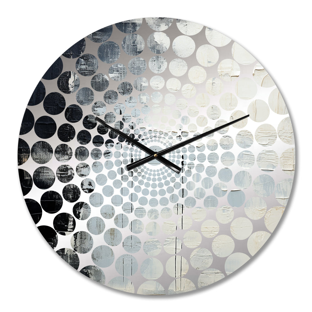 Minimalism Black And White Paint Corner II - Coastal Metal Wall Clock