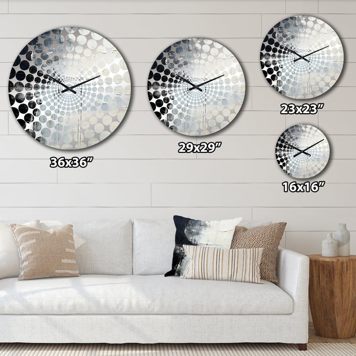 Minimalism Black And White Paint Corner II - Coastal Metal Wall Clock