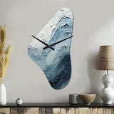Minimalism Black And Blue Paint Wave II - Asymmetric Metal Wall Clock