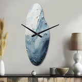 Minimalism Black And Blue Paint Wave II - Asymmetric Metal Wall Clock