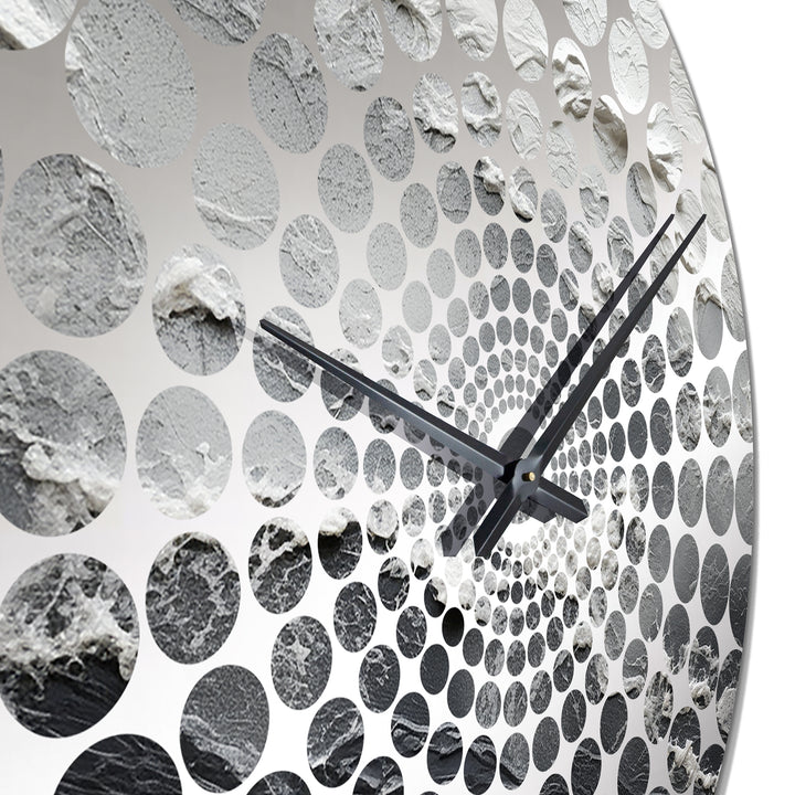 Minimalism Black And White Paint Wave - Coastal Metal Wall Clock