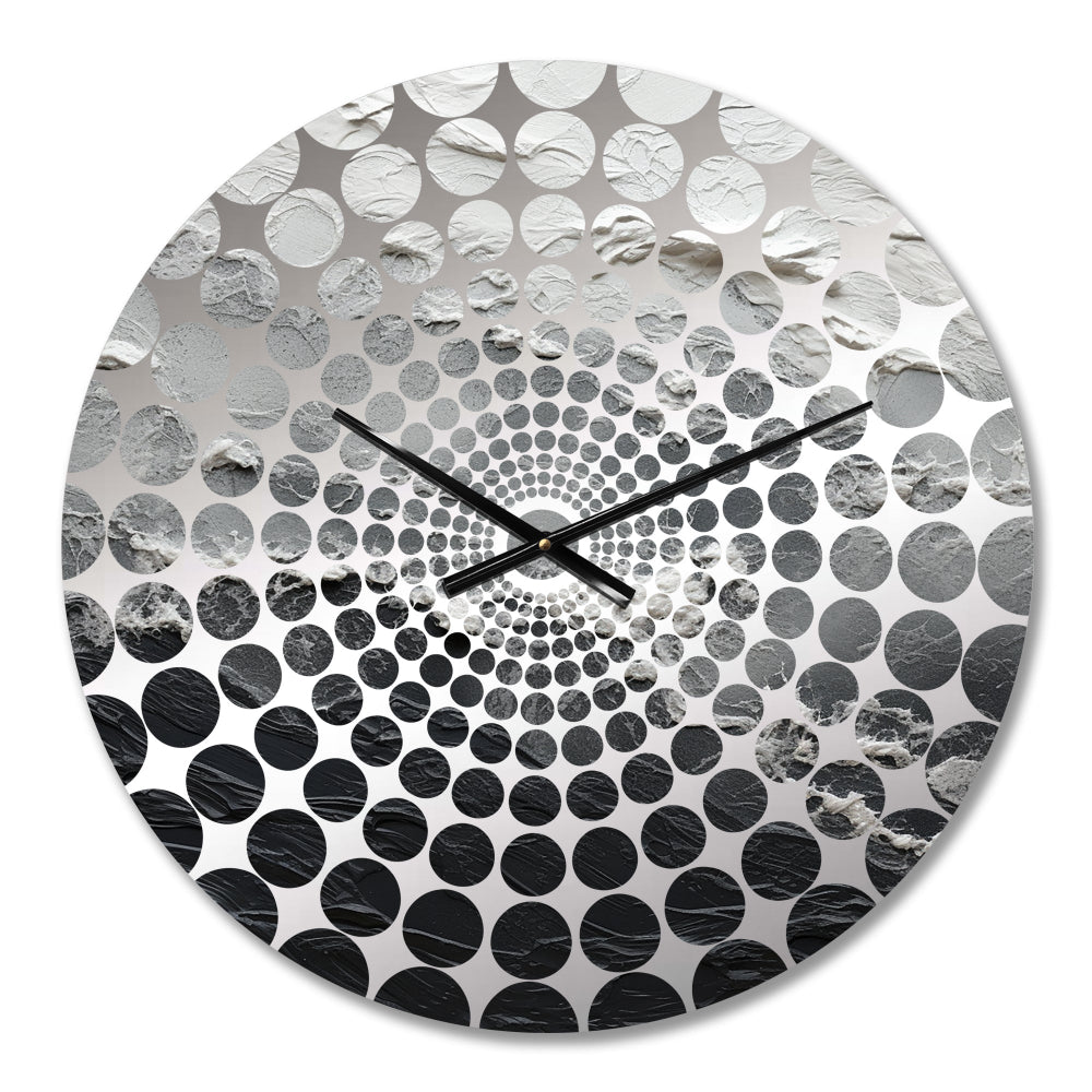 Minimalism Black And White Paint Wave - Coastal Metal Wall Clock