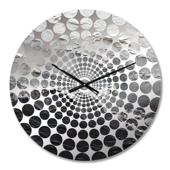 Minimalism Black And White Paint Wave - Coastal Metal Wall Clock