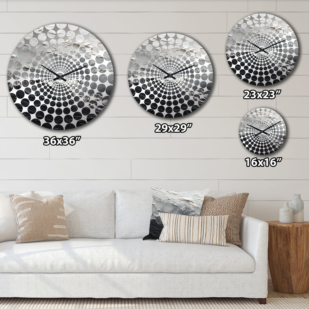 Minimalism Black And White Paint Wave - Coastal Metal Wall Clock