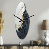 Minimalism Black And White Paint Wave III - Asymmetric Metal Wall Clock