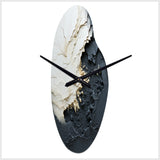 Minimalism Black And White Paint Wave III - Asymmetric Metal Wall Clock