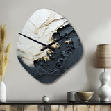 Minimalism Black And White Paint Wave III - Asymmetric Metal Wall Clock
