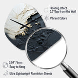 Minimalism Black And White Paint Wave III - Asymmetric Metal Wall Clock