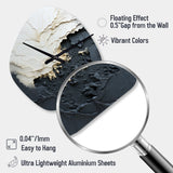 Minimalism Black And White Paint Wave III - Asymmetric Metal Wall Clock