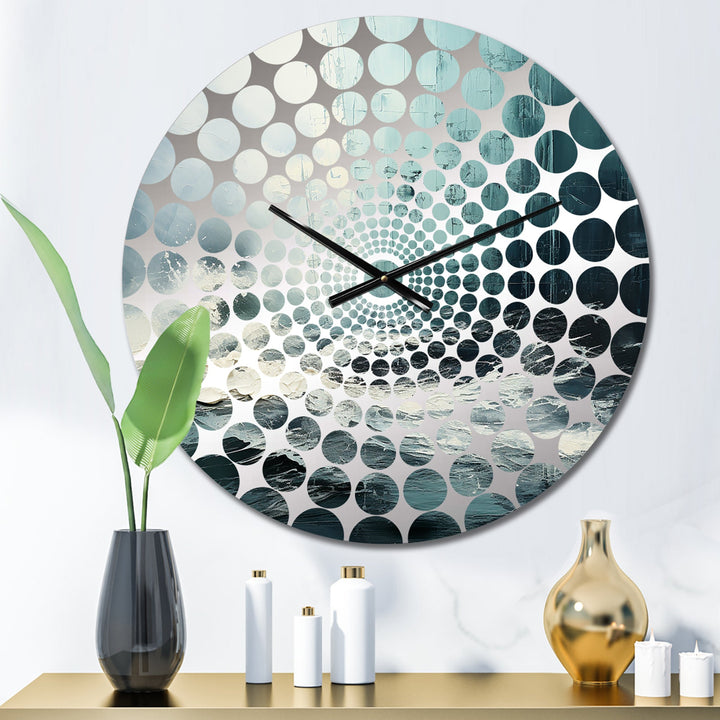 Minimalism Black And White Paint Wave IV - Coastal Metal Wall Clock