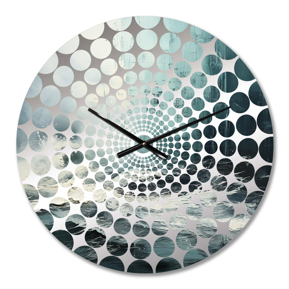 Minimalism Black And White Paint Wave IV - Coastal Metal Wall Clock