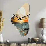 Modern Coastal Mystic Sunrise I - Asymmetric Metal Wall Clock