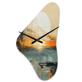 Modern Coastal Mystic Sunrise I - Asymmetric Metal Wall Clock