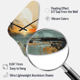 Modern Coastal Mystic Sunrise I - Asymmetric Metal Wall Clock
