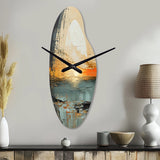 Modern Coastal Mystic Sunrise I - Asymmetric Metal Wall Clock