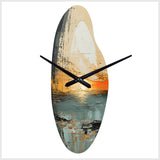 Modern Coastal Mystic Sunrise I - Asymmetric Metal Wall Clock