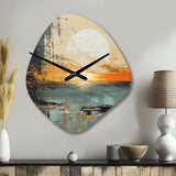 Modern Coastal Mystic Sunrise I - Asymmetric Metal Wall Clock
