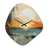 Modern Coastal Mystic Sunrise I - Asymmetric Metal Wall Clock