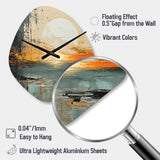 Modern Coastal Mystic Sunrise I - Asymmetric Metal Wall Clock