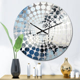 Tropical Blue And Grey Palmtree Collage - Coastal Metal Wall Clock
