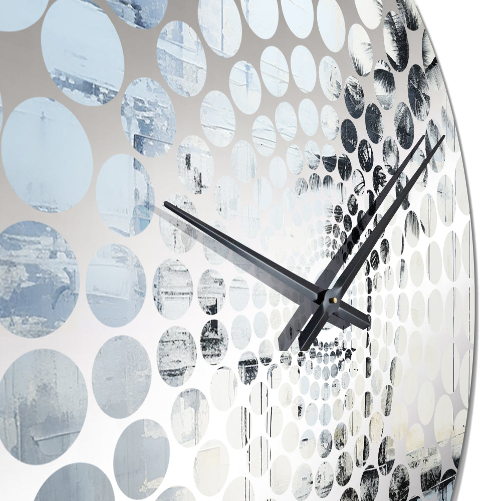 Tropical Blue And Grey Palmtree Collage - Coastal Metal Wall Clock