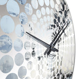 Tropical Blue And Grey Palmtree Collage - Coastal Metal Wall Clock