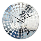 Tropical Blue And Grey Palmtree Collage - Coastal Metal Wall Clock