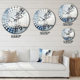 Tropical Blue And Grey Palmtree Collage - Coastal Metal Wall Clock