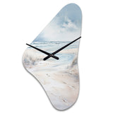 Coastal Beach Charm In Winter - Asymmetric Metal Wall Clock