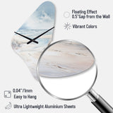 Coastal Beach Charm In Winter - Asymmetric Metal Wall Clock