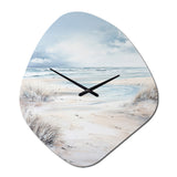 Coastal Beach Charm In Winter - Asymmetric Metal Wall Clock