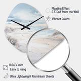 Coastal Beach Charm In Winter - Asymmetric Metal Wall Clock
