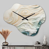 Modern Blue And Beige Sand Aerial View IV - Asymmetric Metal Wall Clock